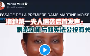 海地第一夫人遇袭后首发声：刺杀动机与新宪法公投有关