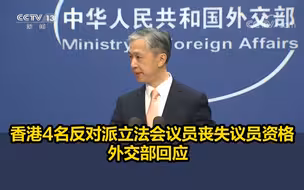 香港4名反对派立法会议员丧失议员资格，外交部回应