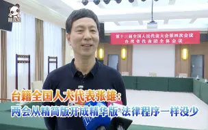 台籍全国人大代表张雄：两会从精简版开成精华版 法律程序一样没少