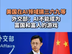 美国在AI领域搞三六九等，外交部：AI不能成为富国和富人的游戏