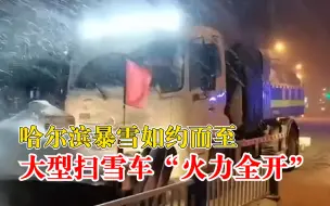 哈尔滨扫雪车火力全开清雪