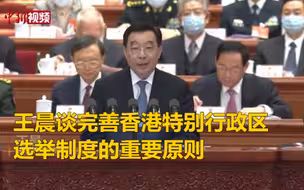 王晨谈完善香港特别行政区选举制度的重要原则
