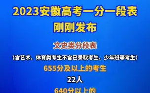 刚刚，2023安徽高考考生成绩分档表发布