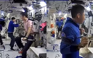 航天员太空锻炼画面曝光：王亚平粉色运动衣抢镜 翟志刚跑出小碎步
