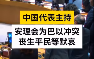 中国代表主持，安理会为巴以冲突丧生平民等默哀