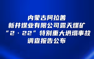 内蒙古阿拉善新井煤业有限公司露天煤矿“2·22”特别重大坍塌事故调查报告公布