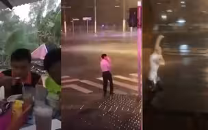 男子风雨中奔跑搓澡，比他“风骚”的大有人在