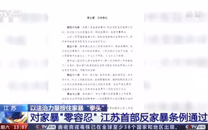 江苏首部反家暴条例通过！