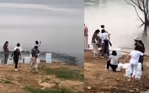 网传大爷大妈“放生矿泉水”？青岛水务管理局：水质无异常但浪费