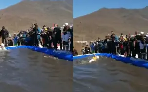 女子滑雪落水 围观群众无人救援 景区回应：周围有十几个救援人员