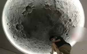 把月亮“搬”回家！壁画师用3天将客户屋顶画成月球。“建议把天花板再来个银河”