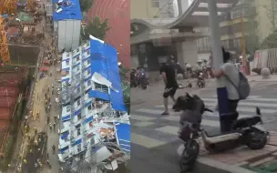 狂风飞沙漫卷保定：路人抱杆防吹跑 3层27间彩钢楼刮得仰面朝天