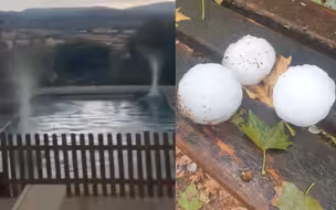 西班牙突降冰雹致50伤：泳池频溅2米高水花，车顶变形婴儿遇难