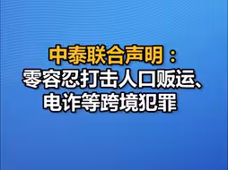 中泰联合声明：零容忍打击人口贩运、电诈等跨境犯罪