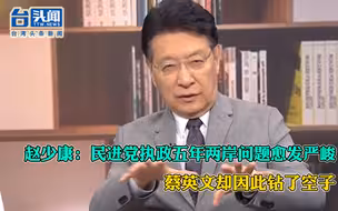 赵少康：民进党执政五年两岸问题愈发严峻，蔡英文却因此钻了空子