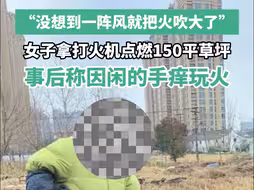 只因闲的手痒！女子拿打火机点燃150平米草坪