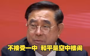 “不接受一中，不面对统一，和平就是海市蜃楼、空中楼阁。”台湾新党主席四问何为真和平。