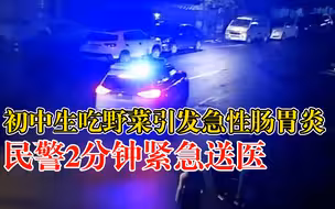 初中生吃野菜引发急性肠胃炎，偶遇执勤民警2分钟紧急送医