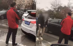 大爷人肉占车位不挪窝 小伙愤怒训斥：这是停车位不是停人位！
