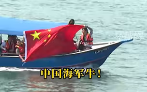 网友在印度洋遇到湛江舰，举起五星红旗高喊“中国海军牛！”