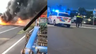 荷兰农民开拖拉机示威，警察“瞄准射击”，开枪现场曝光