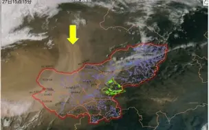 卫星视角看大范围沙尘进入我国