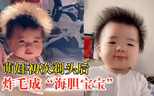 可可爱爱！萌娃初次剃头后炸毛成海胆宝宝