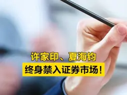 许家印、夏海钧，终身禁入证券市场 ！