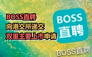 BOSS直聘向港交所递交双重主要上市申请