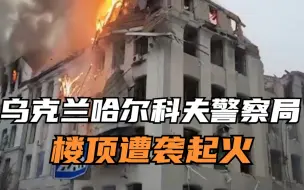 乌克兰哈尔科夫警察局楼顶遭袭起火