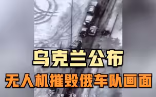 乌克兰公布无人机摧毁俄车队画面