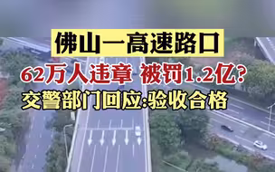 广东佛山一高速路口62万人违章，被罚1.2亿？4月8日，交警部门回应：标志标线、提示牌设置齐全规范，验收合格