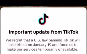 TikTok通知美国用户将暂停服务 网友晒出软件内弹窗截图