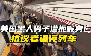 美国纽约民众进入地铁站逼停列车 抗议黑人男子遭扼喉身亡