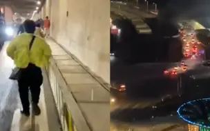 现场！广州一隧道内大货车突然着火 附近车主弃车逃生