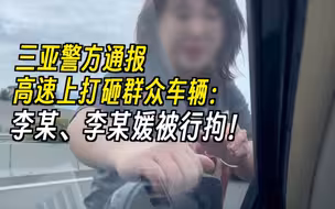 三亚警方通报高速上打砸群众车辆：李某、李某媛被行拘！