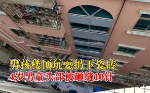 男孩楼顶扔瓷砖砸伤男童缝10针，男童母亲：后期还需去疤美容手术