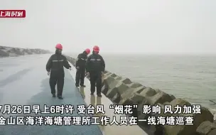 上海金山区风力加强 一线海塘巡查每2小时一次