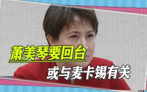 萧美琴要回台一事引关注，岛内媒体人预测，或与麦卡锡有关