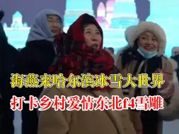 海燕到尔滨打卡东北f4雪雕，调侃广坤头发咋没了呢？