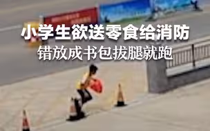 这孩子打小就聪明！小学生偷偷给消防队送零食 一紧张错放成书包拔腿就跑