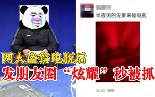 2男子偷电瓶发朋友圈炫耀秒被抓：家里不缺钱，发朋友圈刷存在感