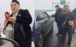 两位新人在高速旁为受困人员分享喜宴 堵车网友发视频感谢常德
