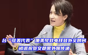 台“驻美代表”萧美琴致电拜登外交顾问，被讽祝贺文都需外围传递