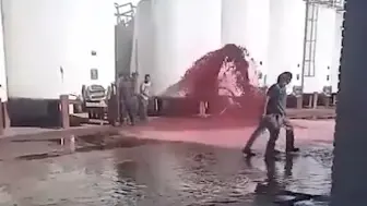 15000升葡萄酒喷涌而出! 阿根廷一酒庄储酒罐出现故障 地面被染成紫色