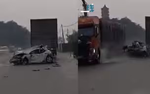 小车右侧超车被两货车“陀螺”式夹击 现场画面记录惊险瞬间