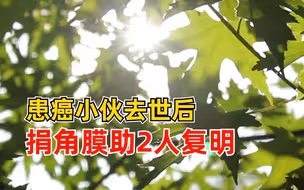患癌小伙去世捐角膜助2人复明：生如夏花之绚烂，逝如秋叶之静美