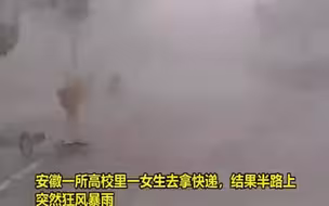 “没人敢救”女生拿快递突刮妖风，站在原地不敢动弹，男子一句话笑哭网友