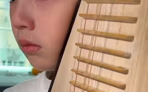 男孩因未写完作业不能出去玩，边弹琵琶边落泪。网友：犹抱琵琶半哭面