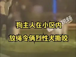 狗主人在小区内令俩烈犬撕咬，拍摄者：有人一直拍手，狗浑身是血